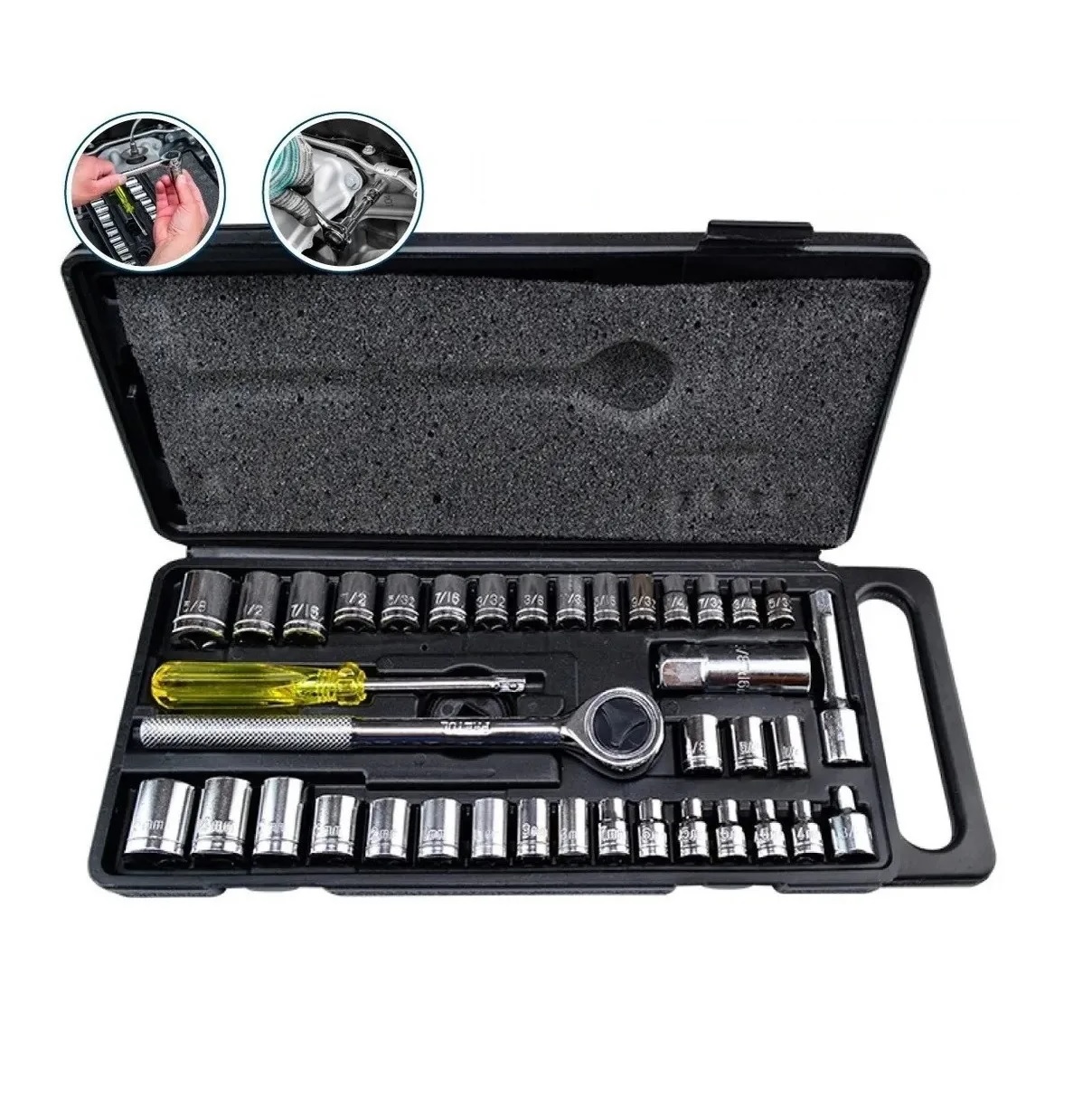 Juego De Dados Con Matraca 40 Piezas Estuche Negro