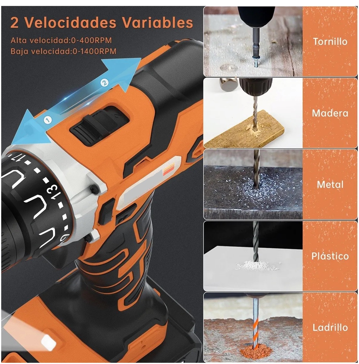 Taladro Inalámbrico Impacto Rotomartillo  2batería 21v