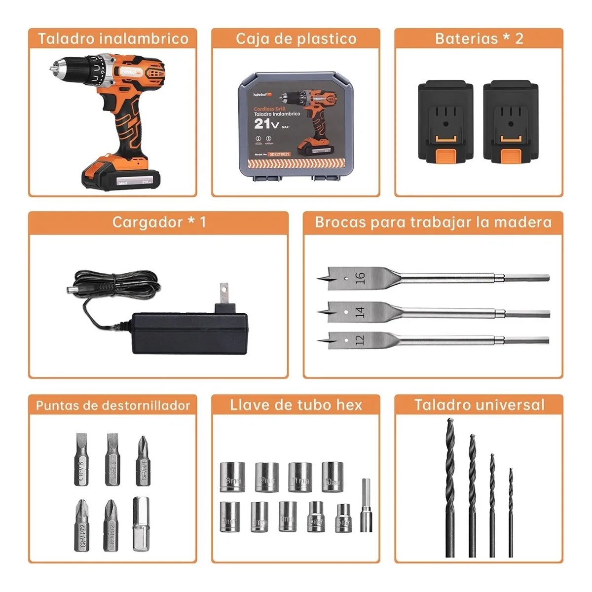 Taladro Inalámbrico Impacto Rotomartillo  2batería 21v