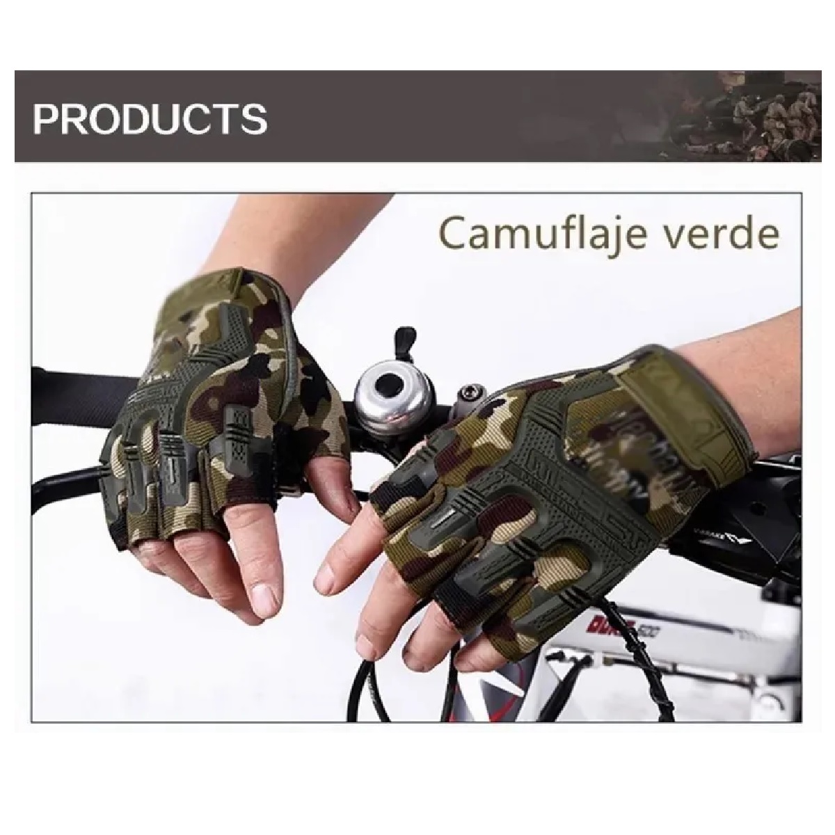 Guantes Para Moto Deportiva/ Motocicleta Tacticos Medio Dedo Camuflaje M
