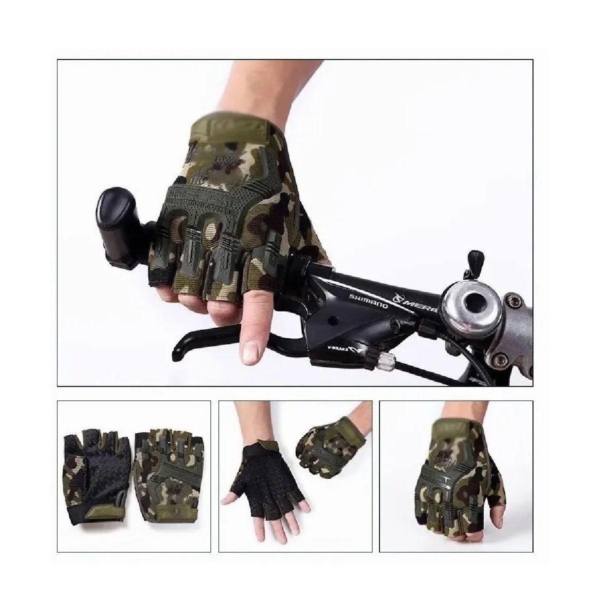 Guantes Para Moto Deportiva/ Motocicleta Tacticos Medio Dedo Camuflaje M