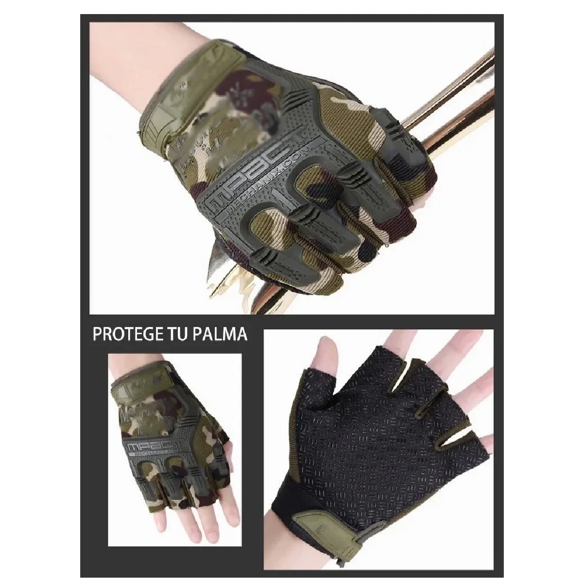 Guantes Para Moto Deportiva/ Motocicleta Tacticos Medio Dedo Camuflaje M