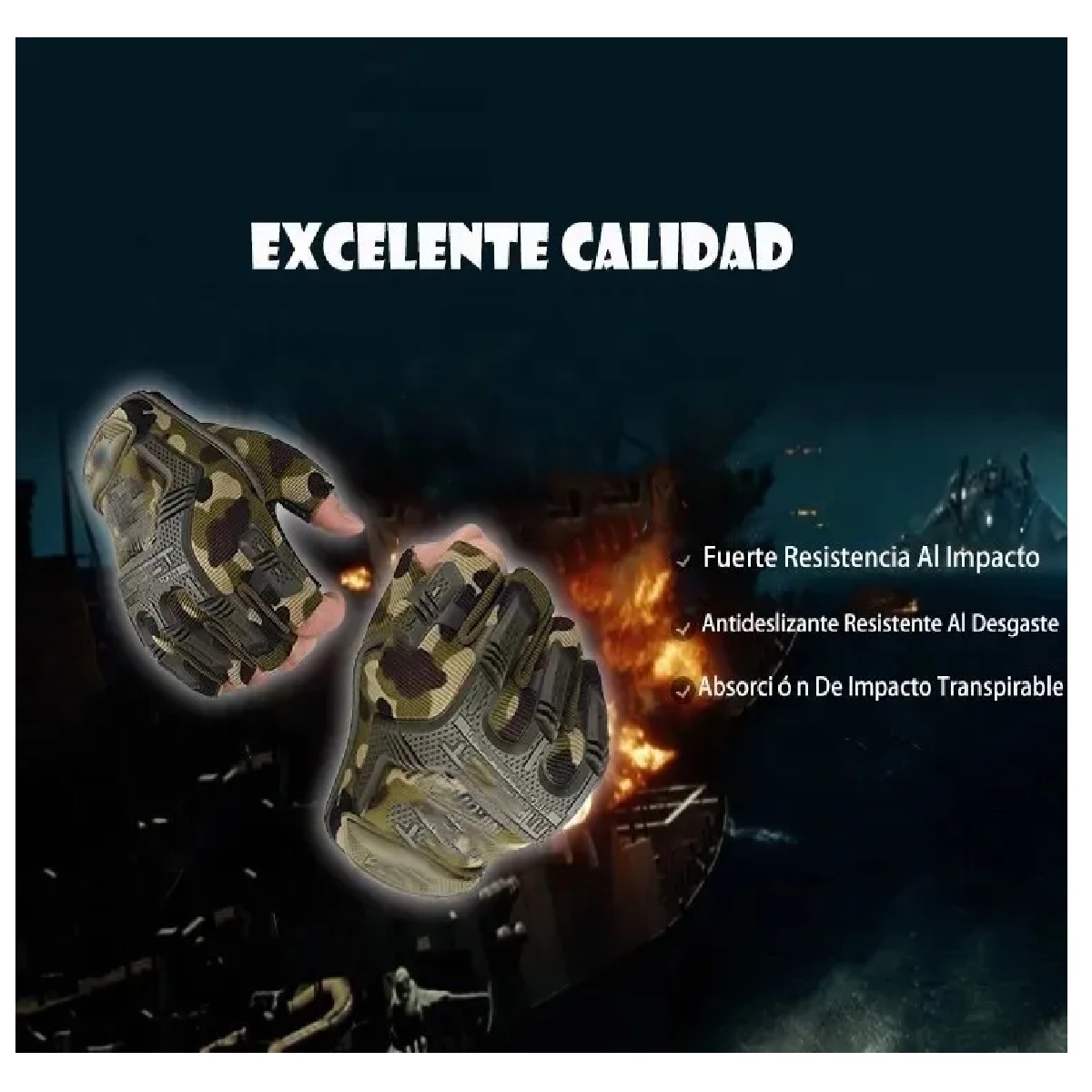 Guantes Para Moto Deportiva/ Motocicleta Tacticos Medio Dedo Camuflaje M