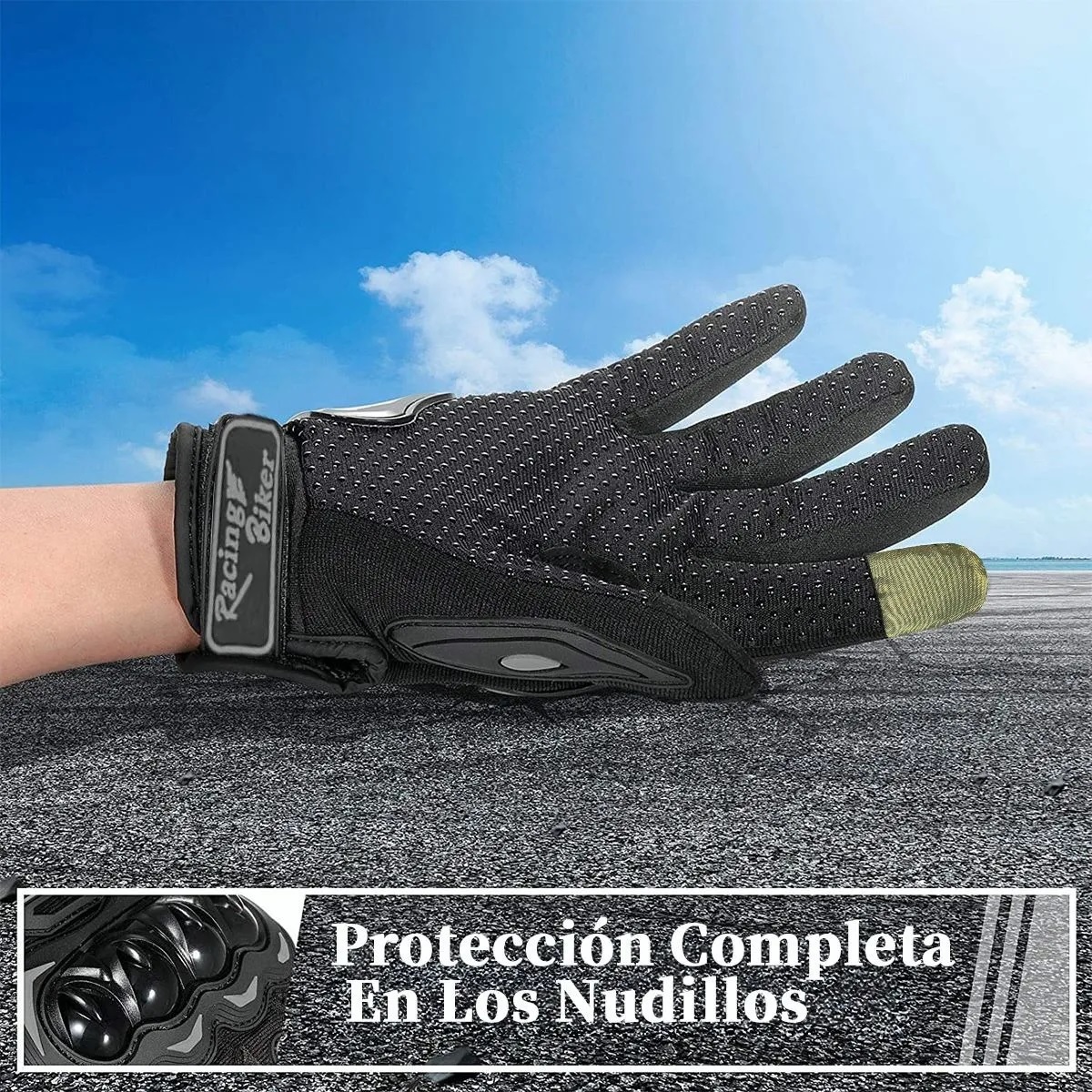 Guantes Protección Para Moto Pantalla Táctil Antideslizante M Negro