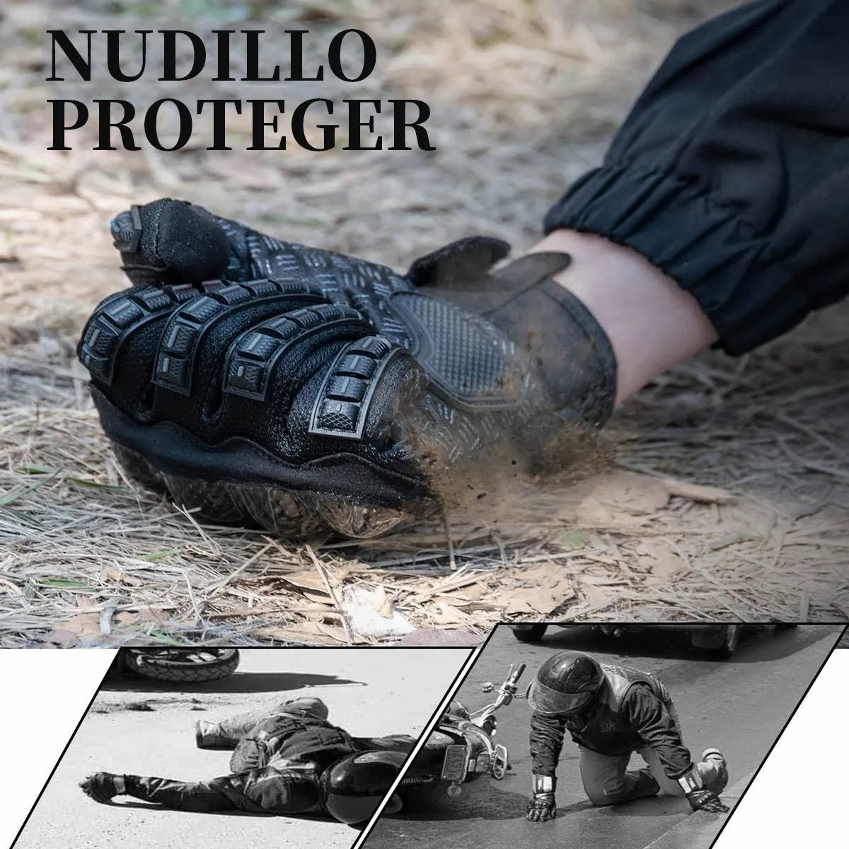 Guantes Protección Para Moto Pantalla Táctil Antideslizante M Negro