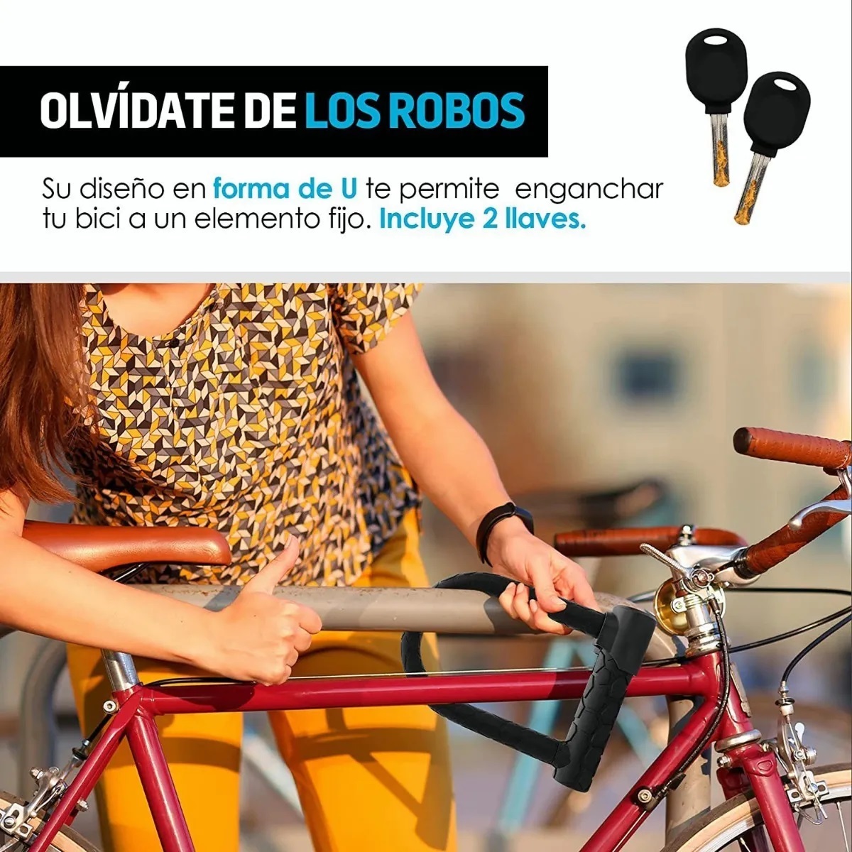 Candado Rigido Tipo U Para Bicicleta Motocicleta Con 2llaves