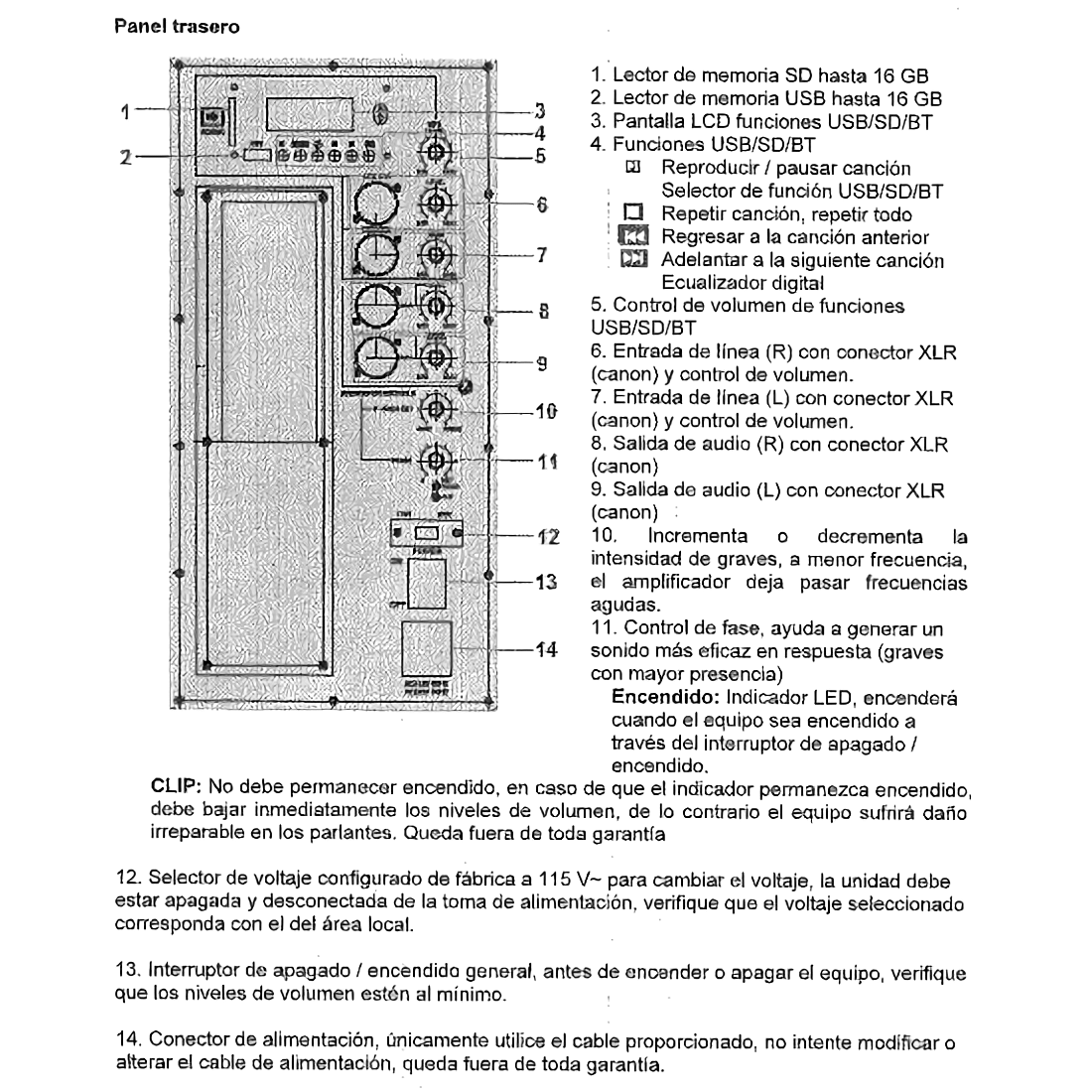 Bafle Amplificado Subwoofer con 7000 Watts de Potencia Musical Conexion Bluetooth Reproductor USB Entrada Auxiliar Canon y Dos Salidas de Linea Mezcladas / Master / MAHM-BOOM18A 