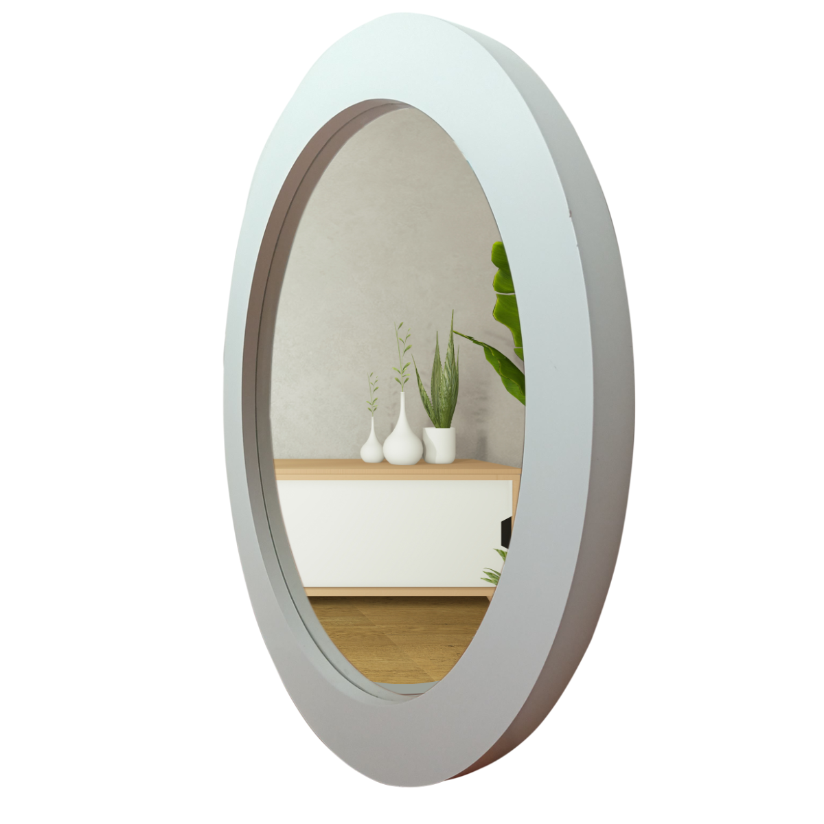 Espejo decorativo para pared elaborado en madera de mdf blanco