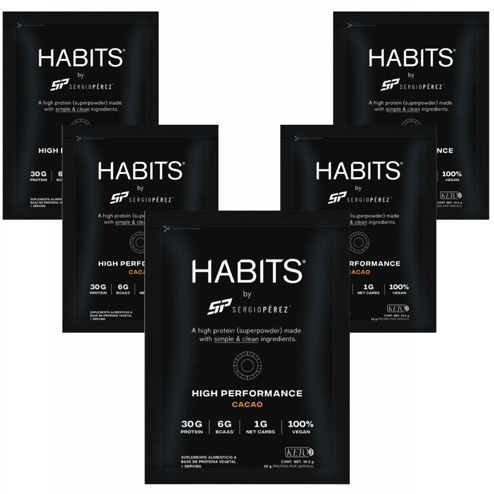 Paquete Proteína Cacao High Performance Habits sobres de 30.5 g 5 piezas