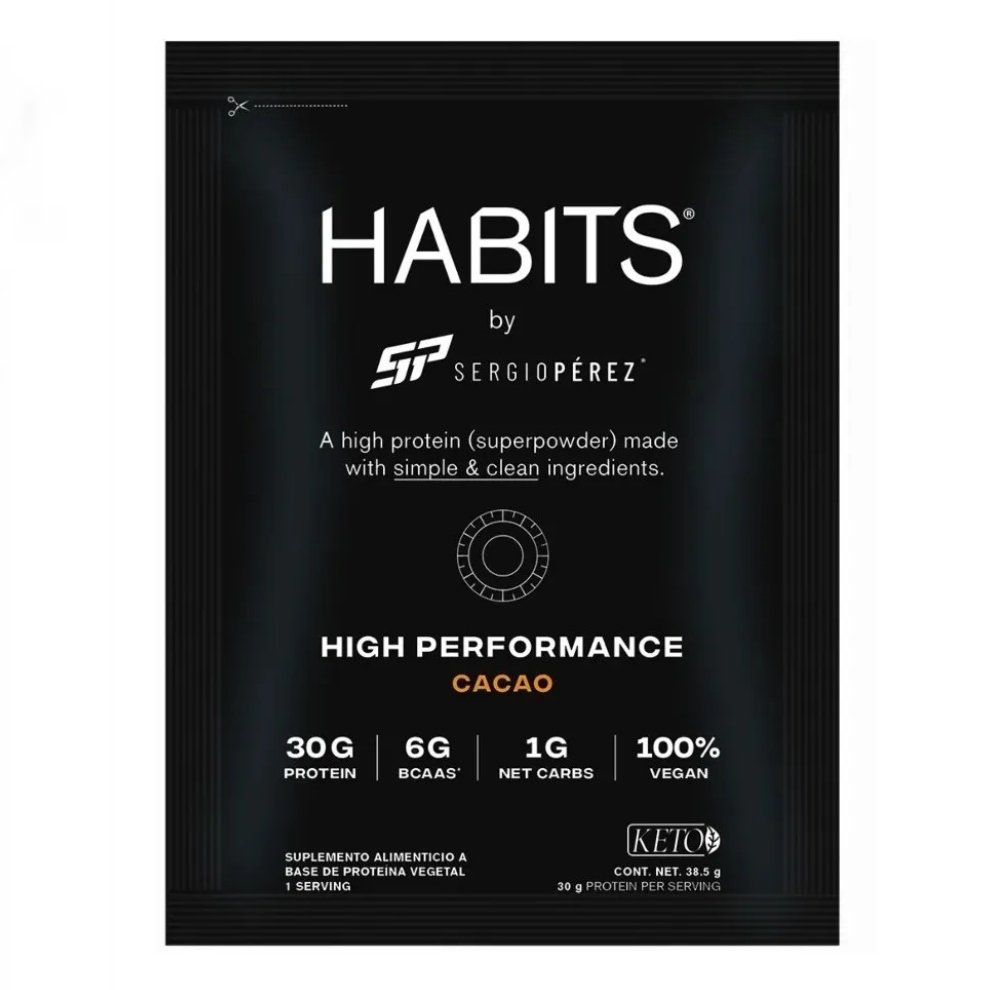 Paquete Proteína Cacao High Performance Habits sobres de 30.5 g 5 piezas