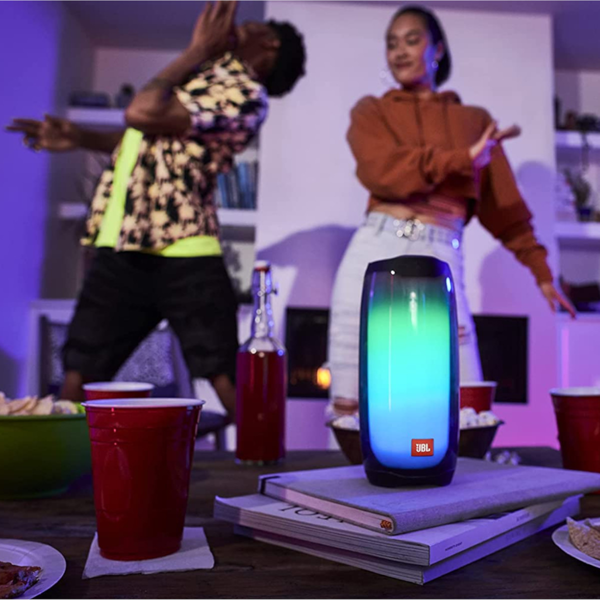Bocina JBL Pulse 4 Bluetooth Sonido 360 Luces 12 Horas Negro