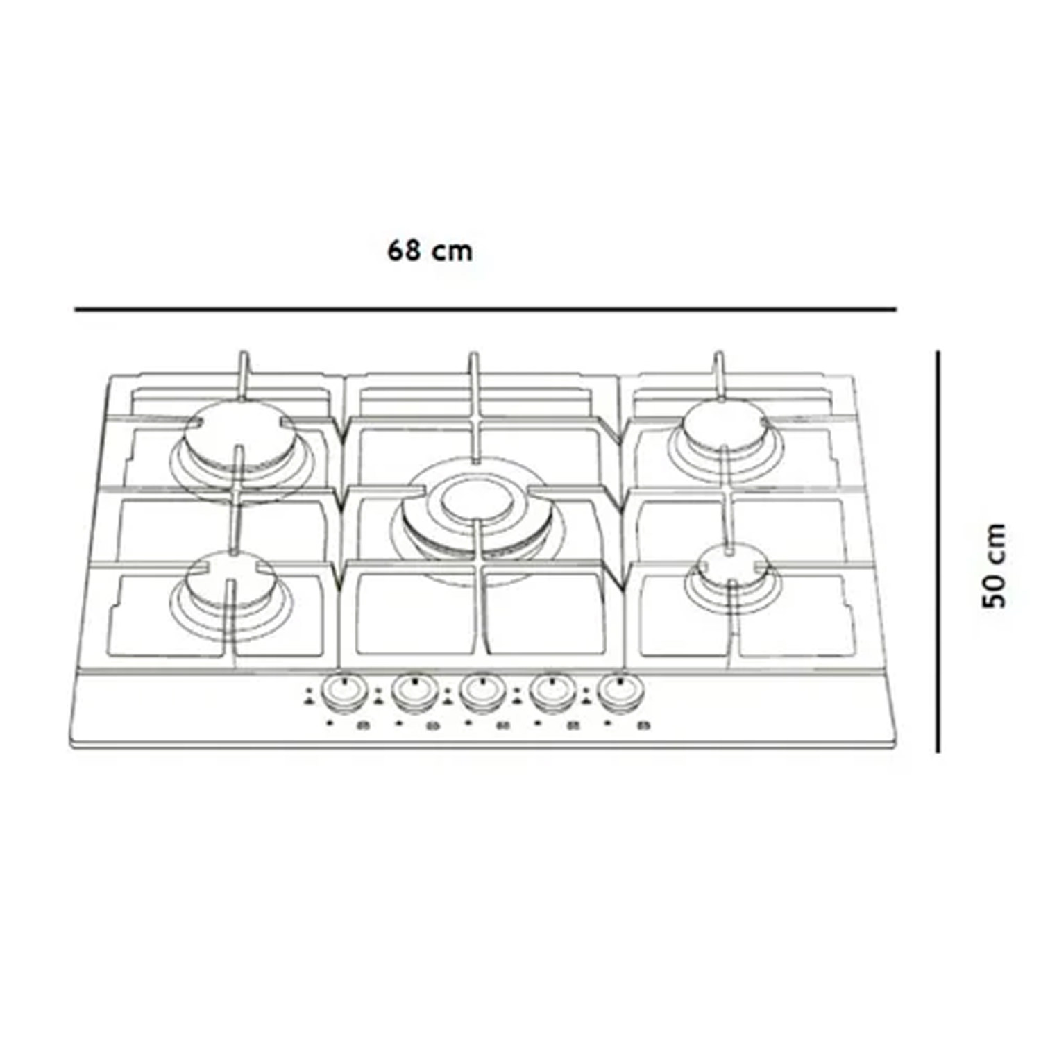 Parrilla A Gas Empotrable Eb 5 Quemadores Acero Eb-484