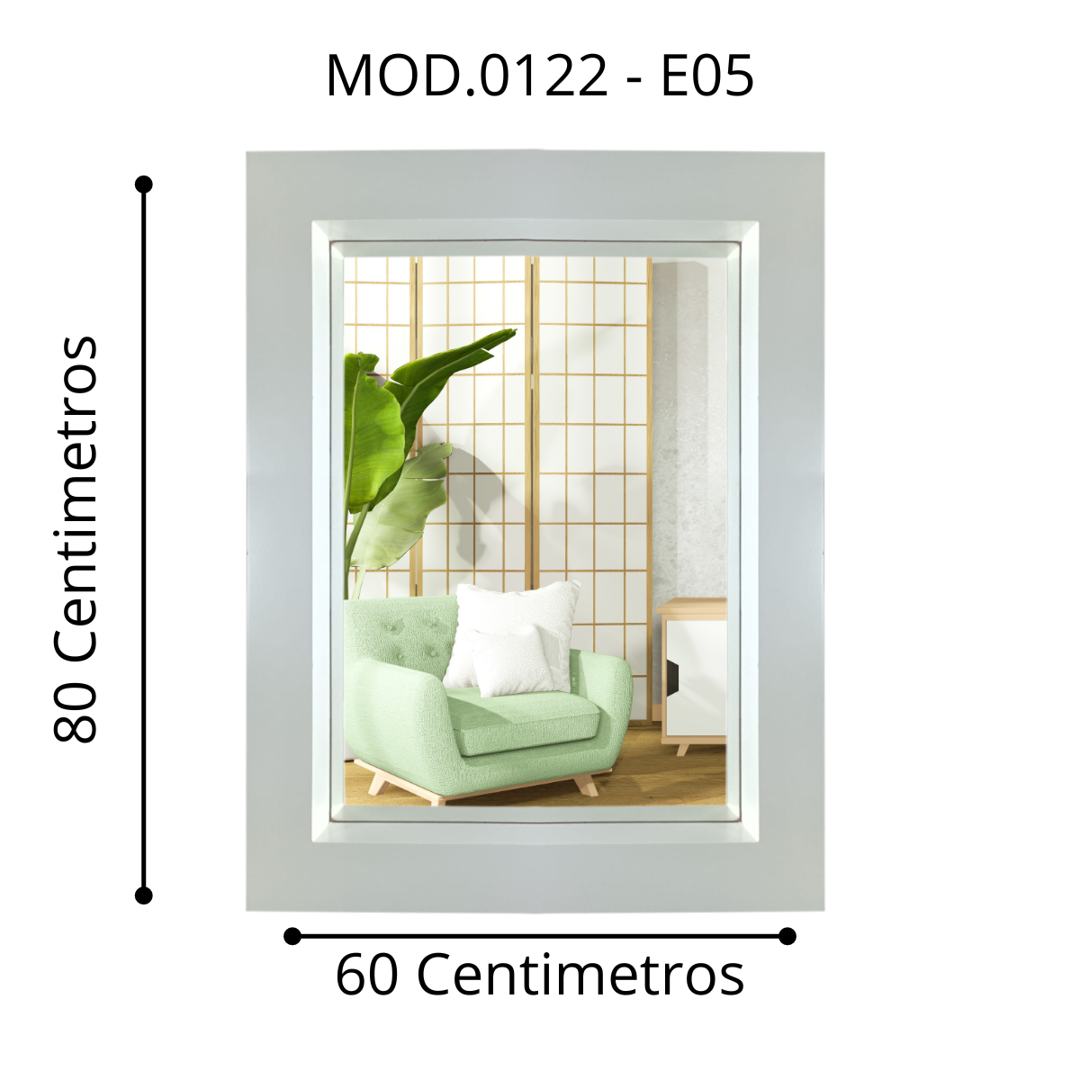 Espejo decorativo para pared rectangular elaborado en madera de mdf (Blanco)