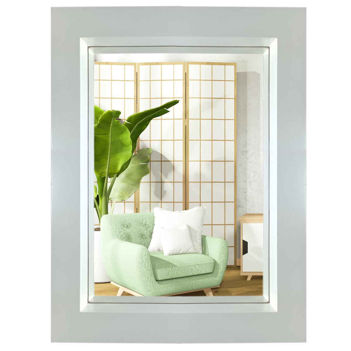 Espejo decorativo para pared rectangular elaborado en madera de mdf (Blanco)