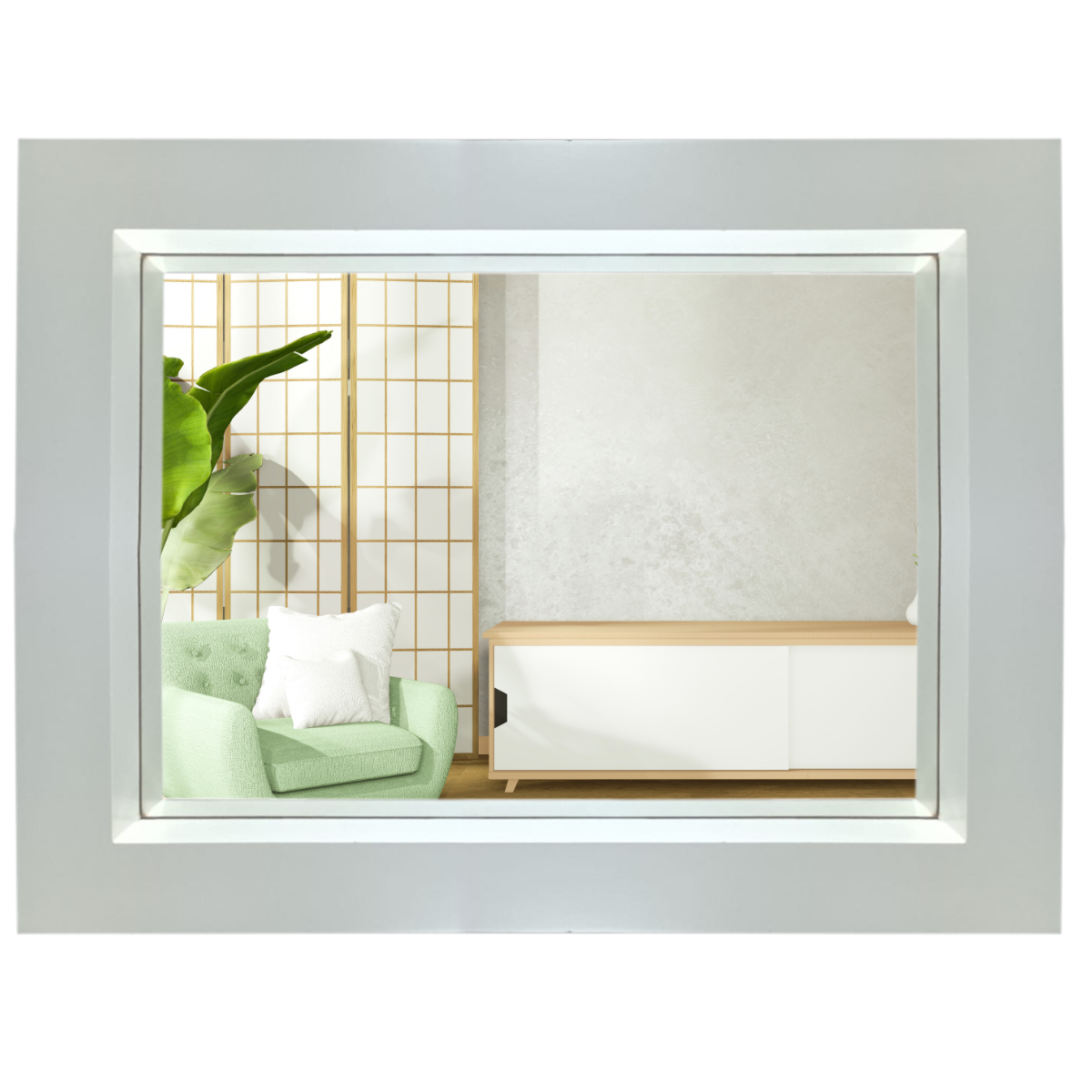 Espejo decorativo para pared rectangular elaborado en madera de mdf (Blanco)