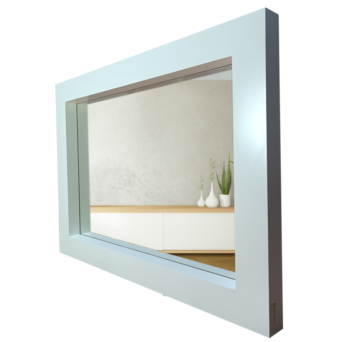 Espejo decorativo para pared rectangular elaborado en madera de mdf (Blanco)