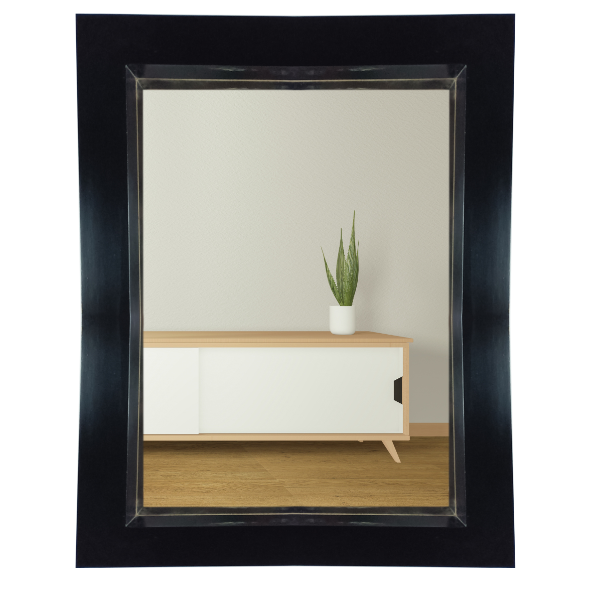 Espejo decorativo para pared rectangular elaborado en madera de mdf (Negro)