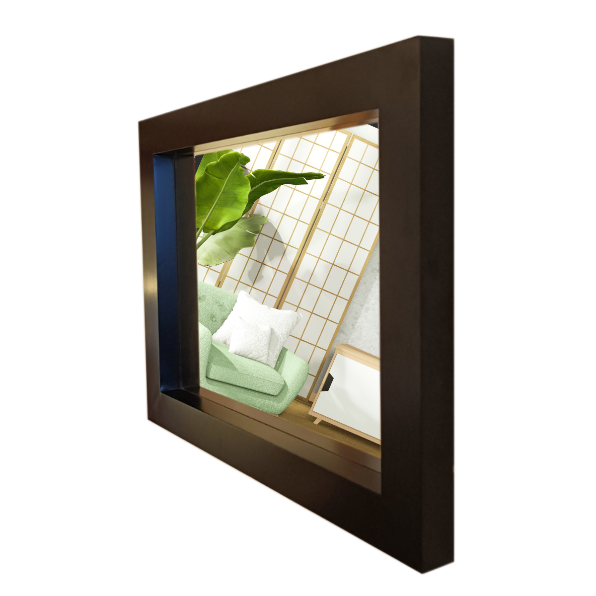 Espejo decorativo para pared rectangular elaborado en madera de mdf (Negro)