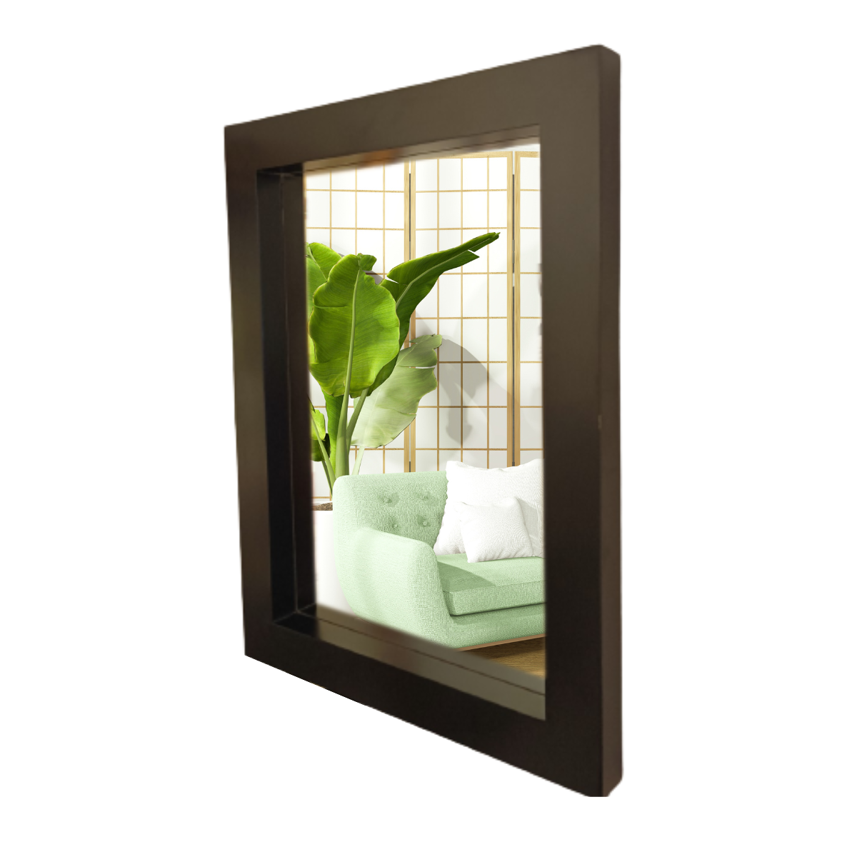 Espejo decorativo para pared rectangular elaborado en madera de mdf (Negro)