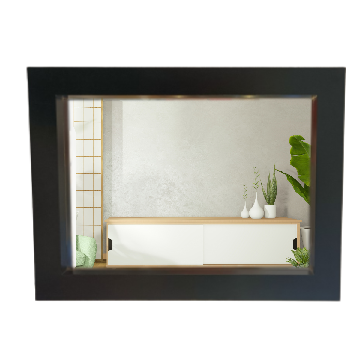 Espejo decorativo para pared rectangular elaborado en madera de mdf (Negro)