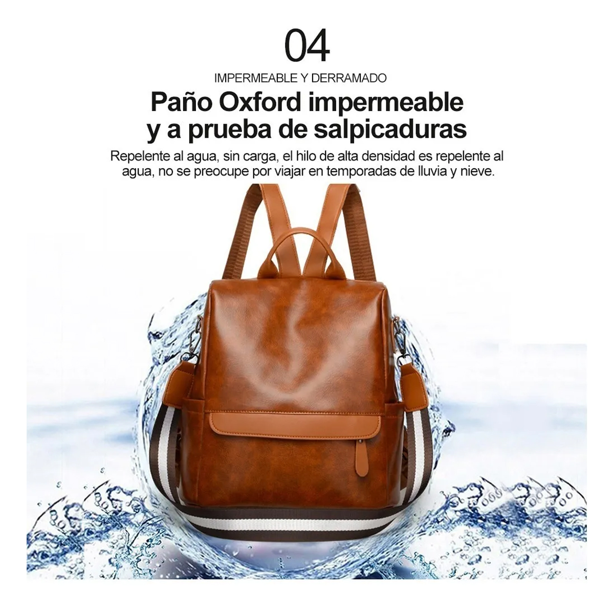 Mochila Mujer Moda Impermeable Cuero Bolsa Para Mujer