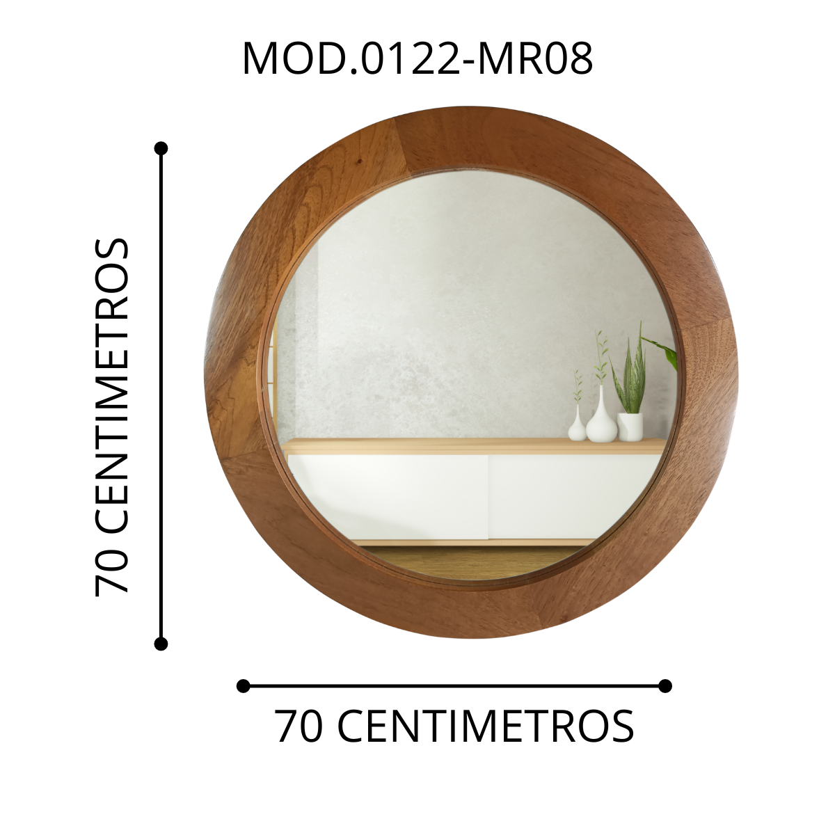 Espejo decorarivo de pared con apariencia a madera de cedro natural