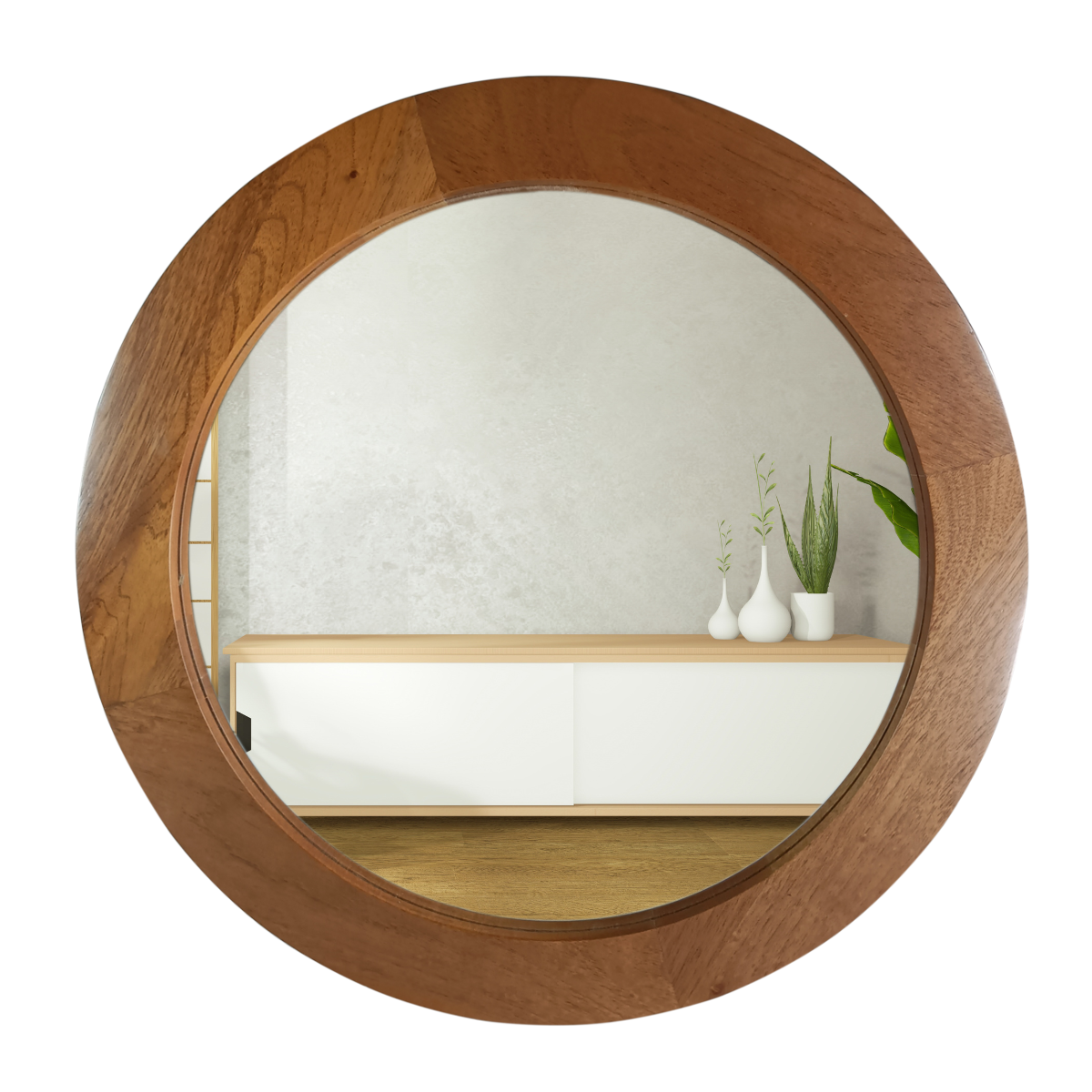 Espejo decorarivo de pared con apariencia a madera de cedro natural