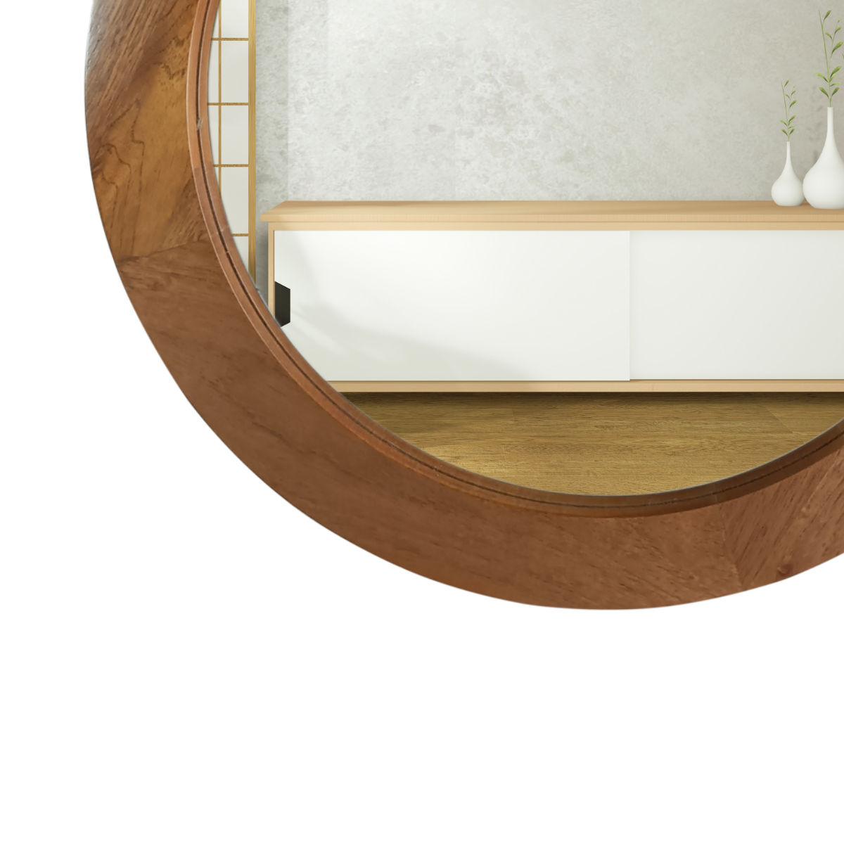 Espejo decorarivo de pared con apariencia a madera de cedro natural