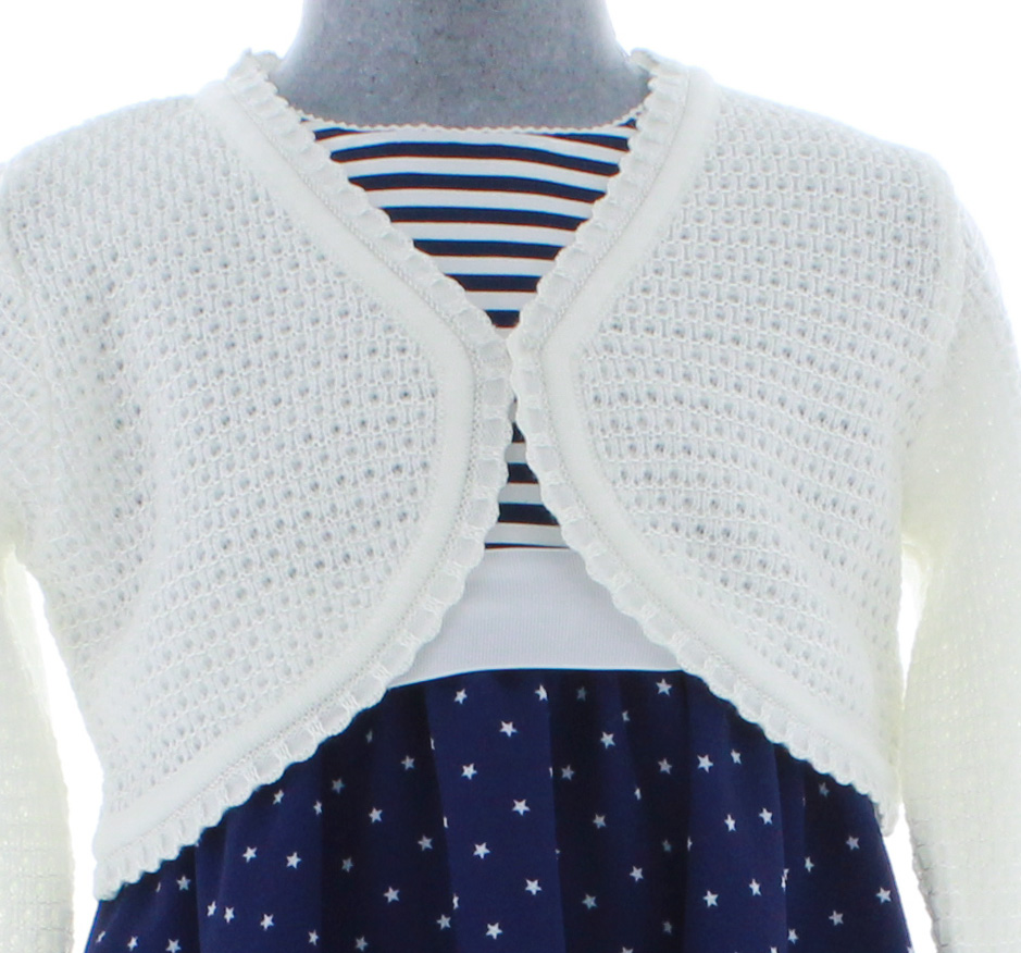 Sueter Niña Bolero Tejido Blanco 3073 1 a 10 Años.