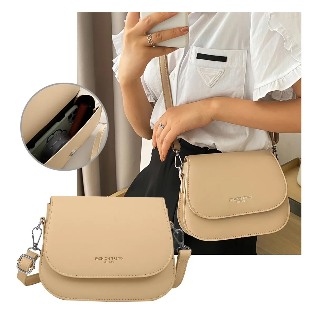 Bolsas Mujer Hombro Bandolera Cosmetiquera Cuero Sintetico