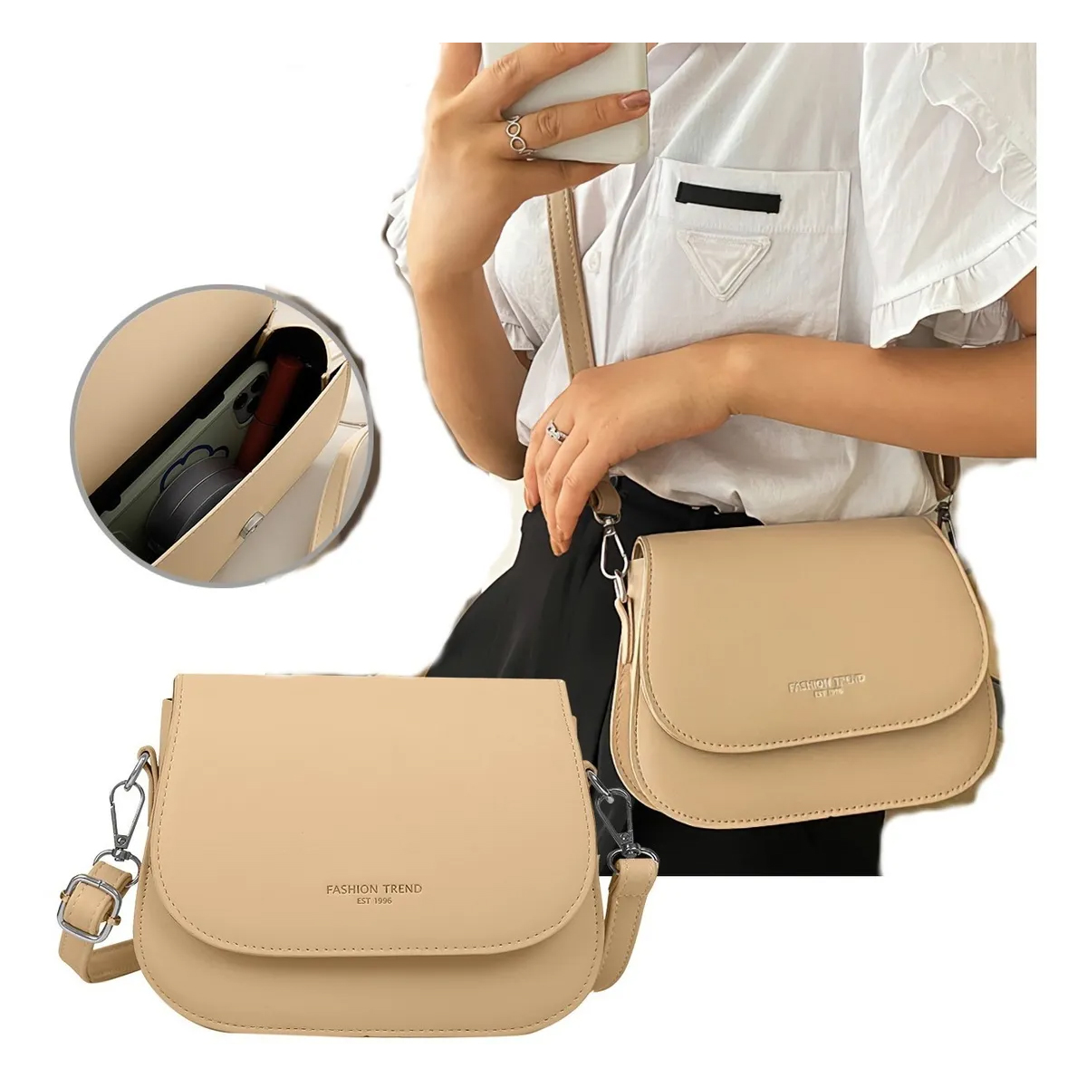 Bolsas Mujer Hombro Bandolera Cosmetiquera Cuero Sintetico