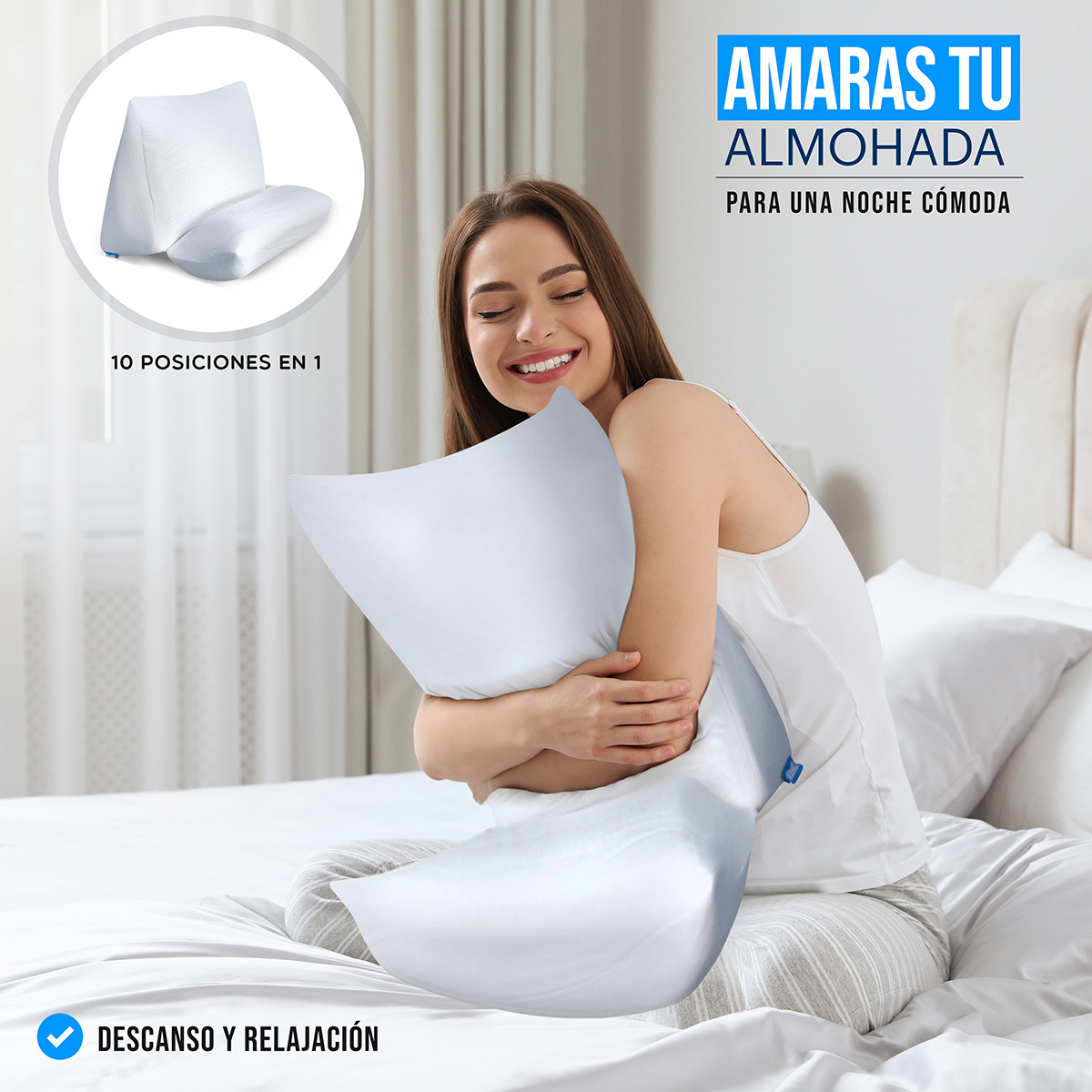 Almohada Multiusos Descanso 10 En 1 Flip Pillow Contour, Lo Necesito