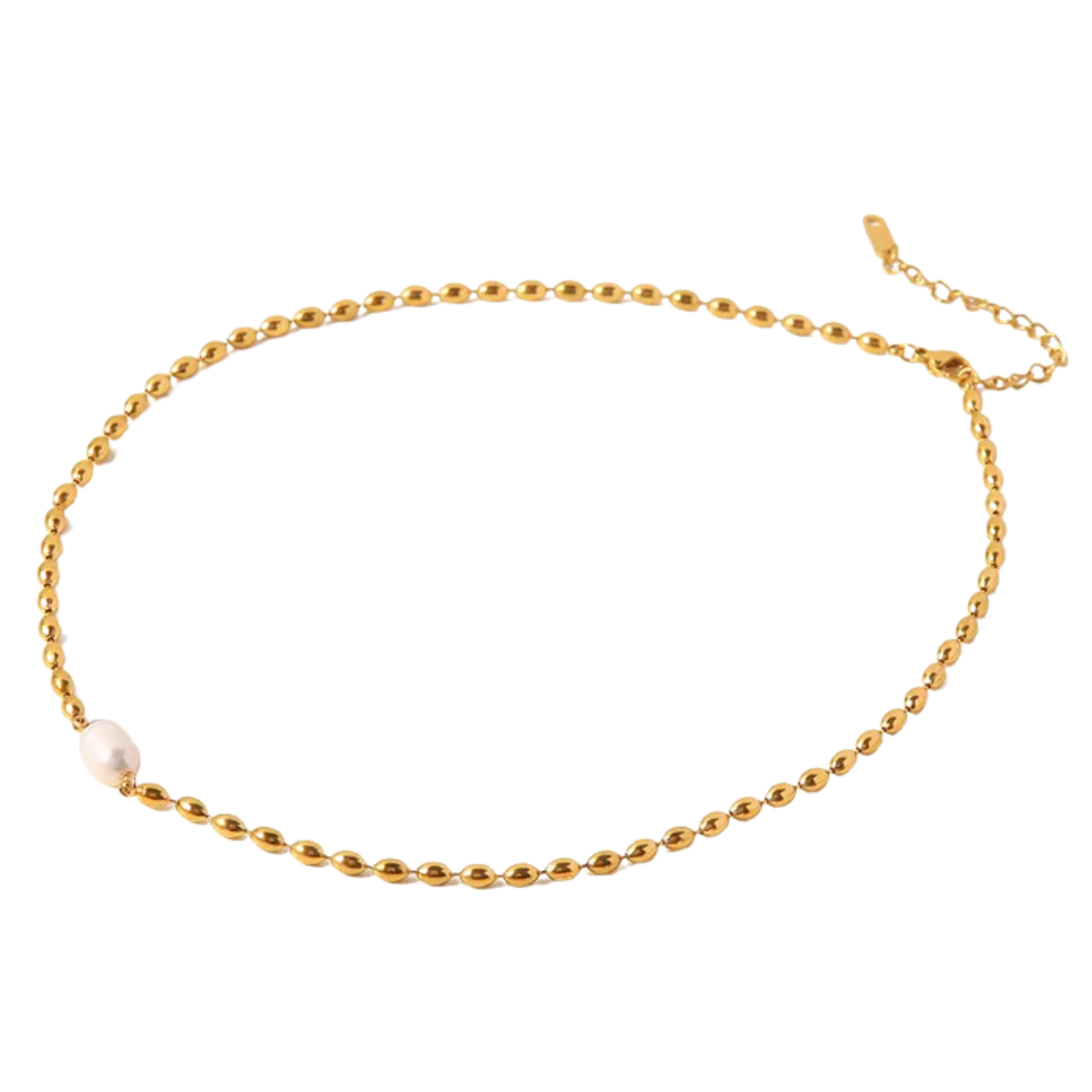 Collar con Perla Color Dorado Acero Inoxidable Moda Mujer