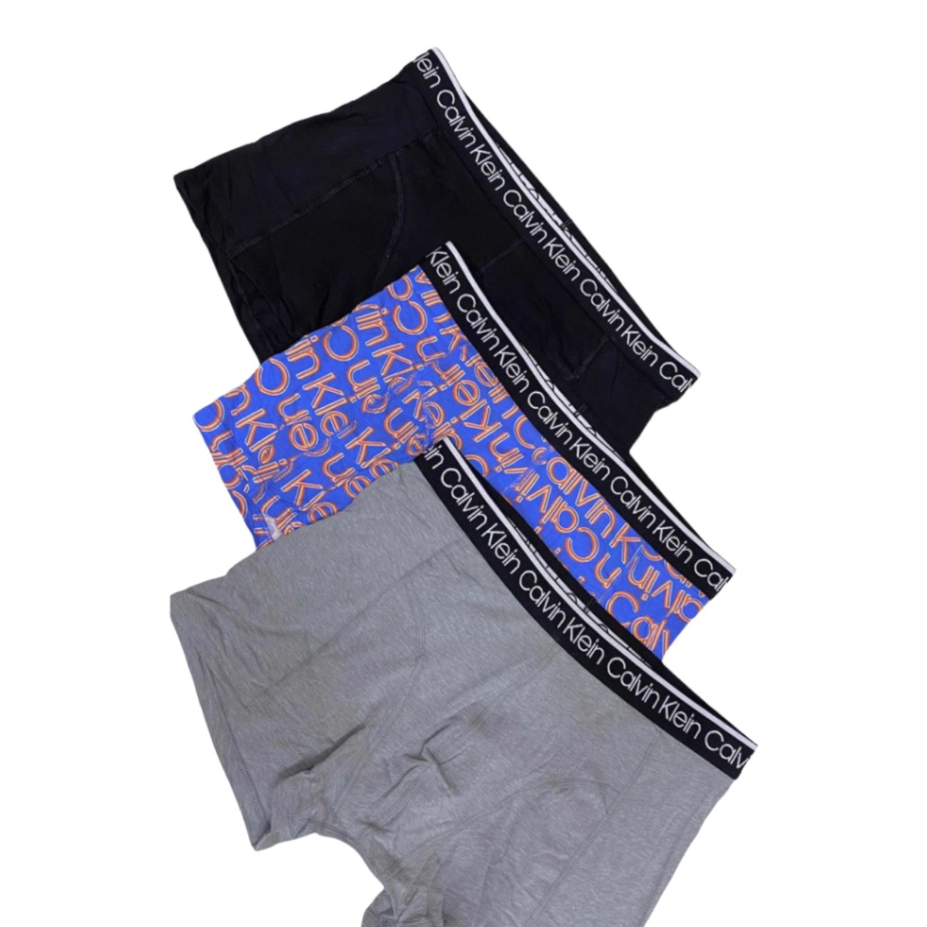  Calvin Klein Calzoncillos tipo bóxer elásticos de algodón para  hombre (3 unidades), Negro con Phantom/Spectrum Blue/Vaporour Gray Wbs :  Ropa, Zapatos y Joyería