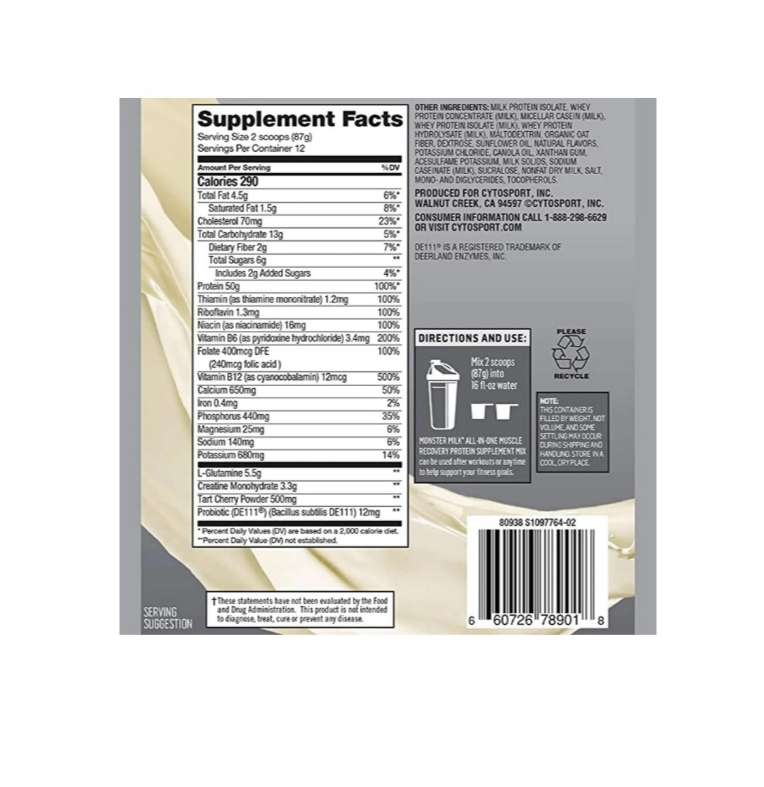 Monster Milk (12 serv) 5.37 lb sabor vainilla 