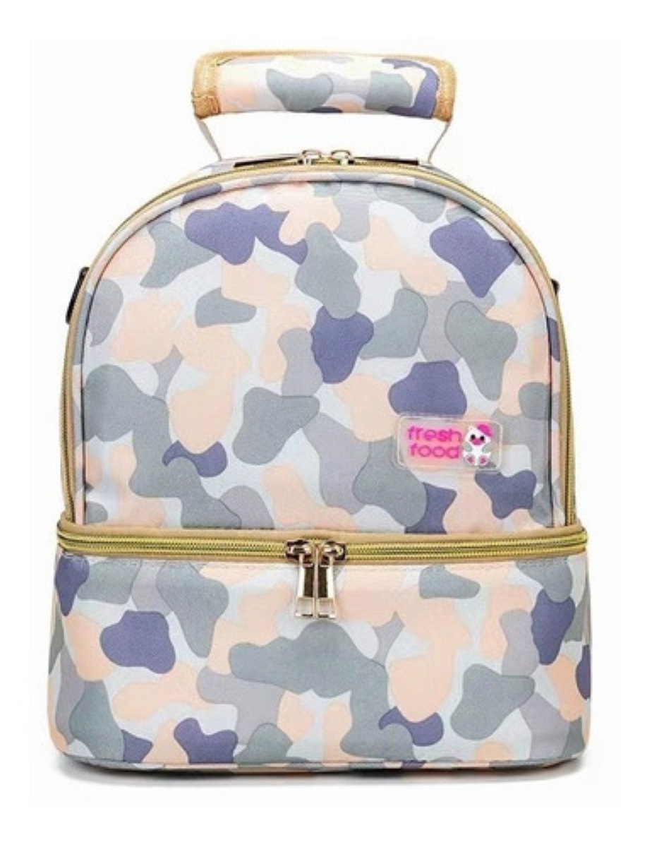 Lonchera Térmica 3 En 1 Estampado Azul con Beige