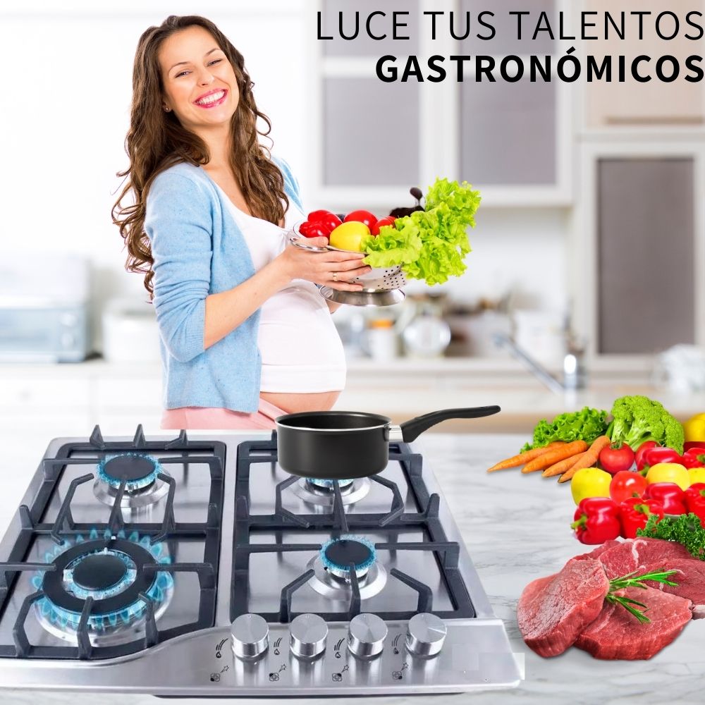 Parrilla Electrica Gas 4 Quemadores Acero Inoxidable Tactil