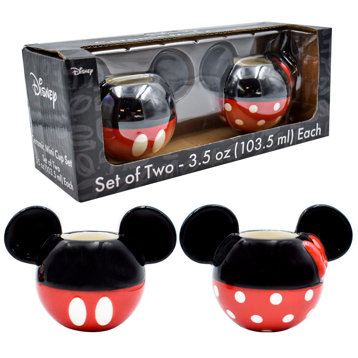 Fun Kids 1778-19 Set Tazas Cerámica 3d Disney Mickey & Minnie Mouse 103ml