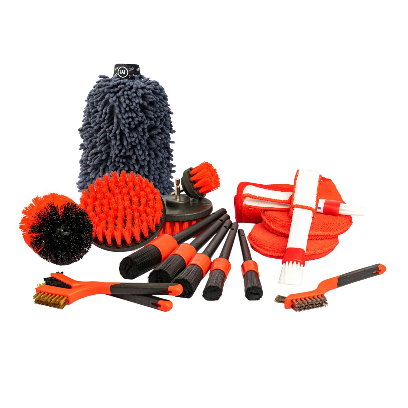 Kit de Limpieza para Coches con Cepillos para detallado Interior y Exterior, Toalla y Guante Microfibra