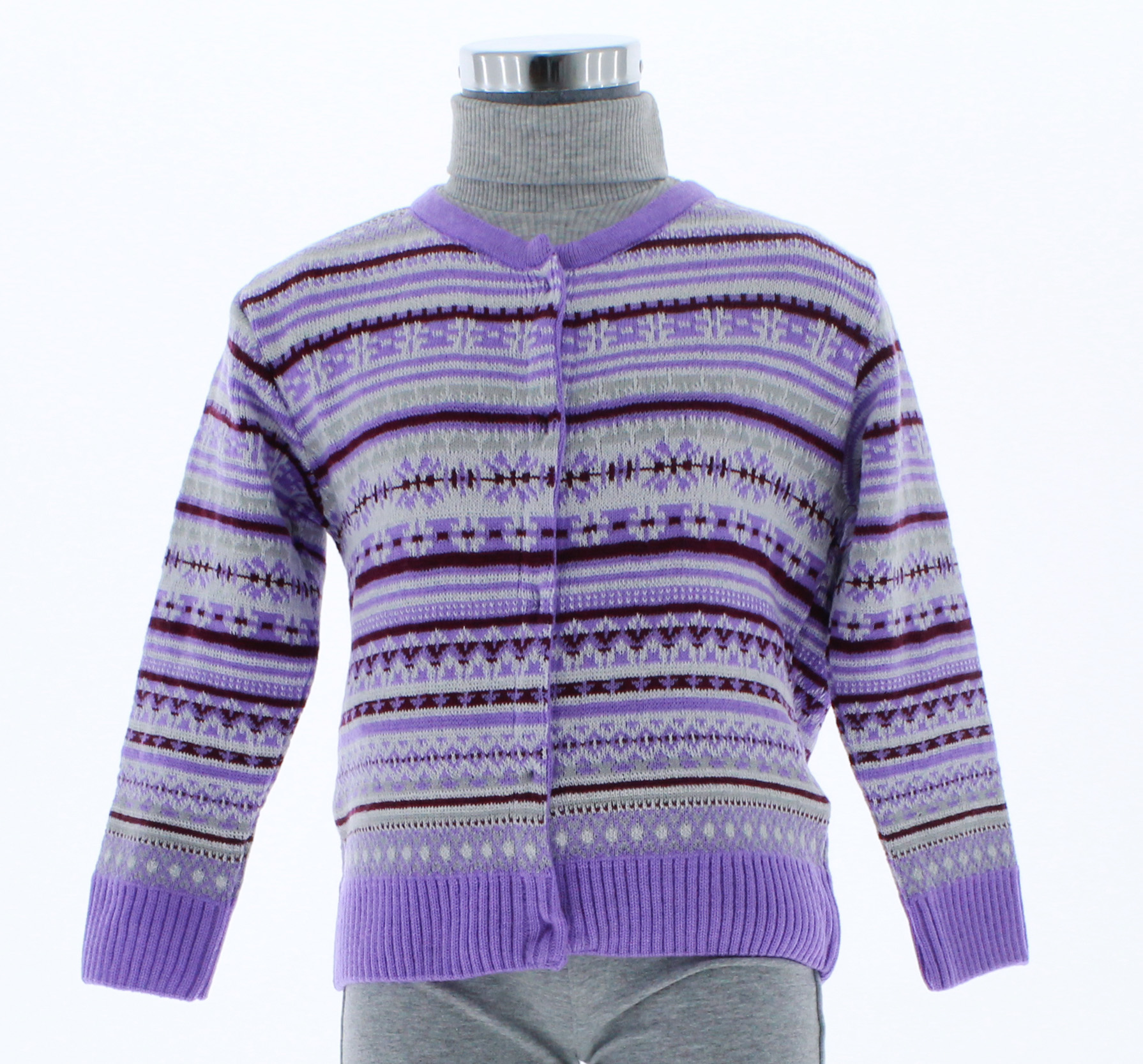 Sueter Niña Tejido Navidad Color Morado 3092 1 a 12 Años.