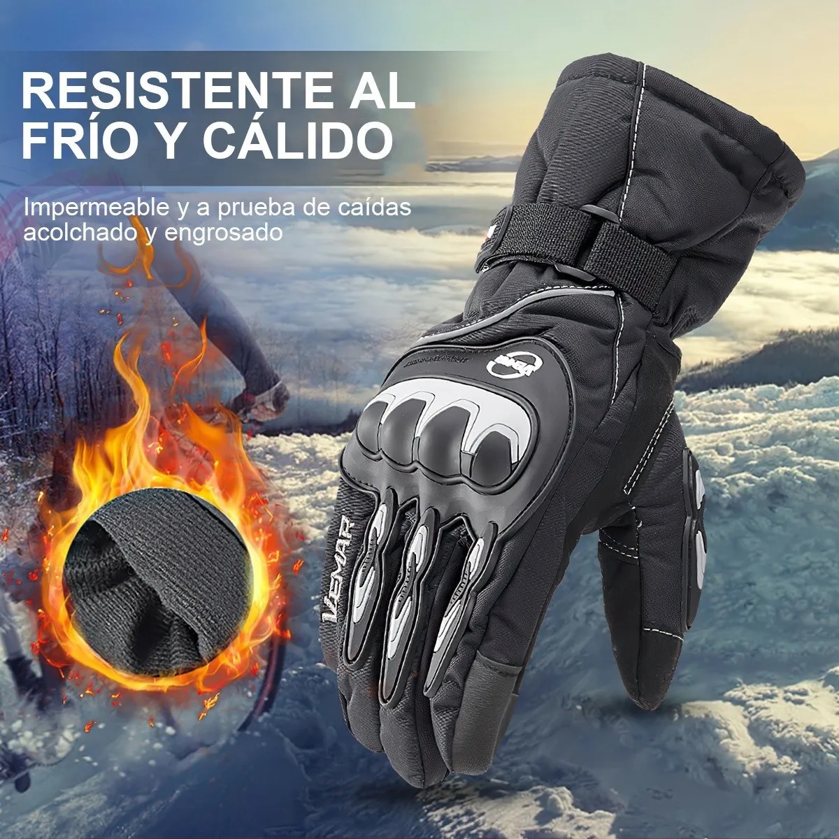 Guantes Moto Motociclista Impermeables Protecciones Táctil Negro L