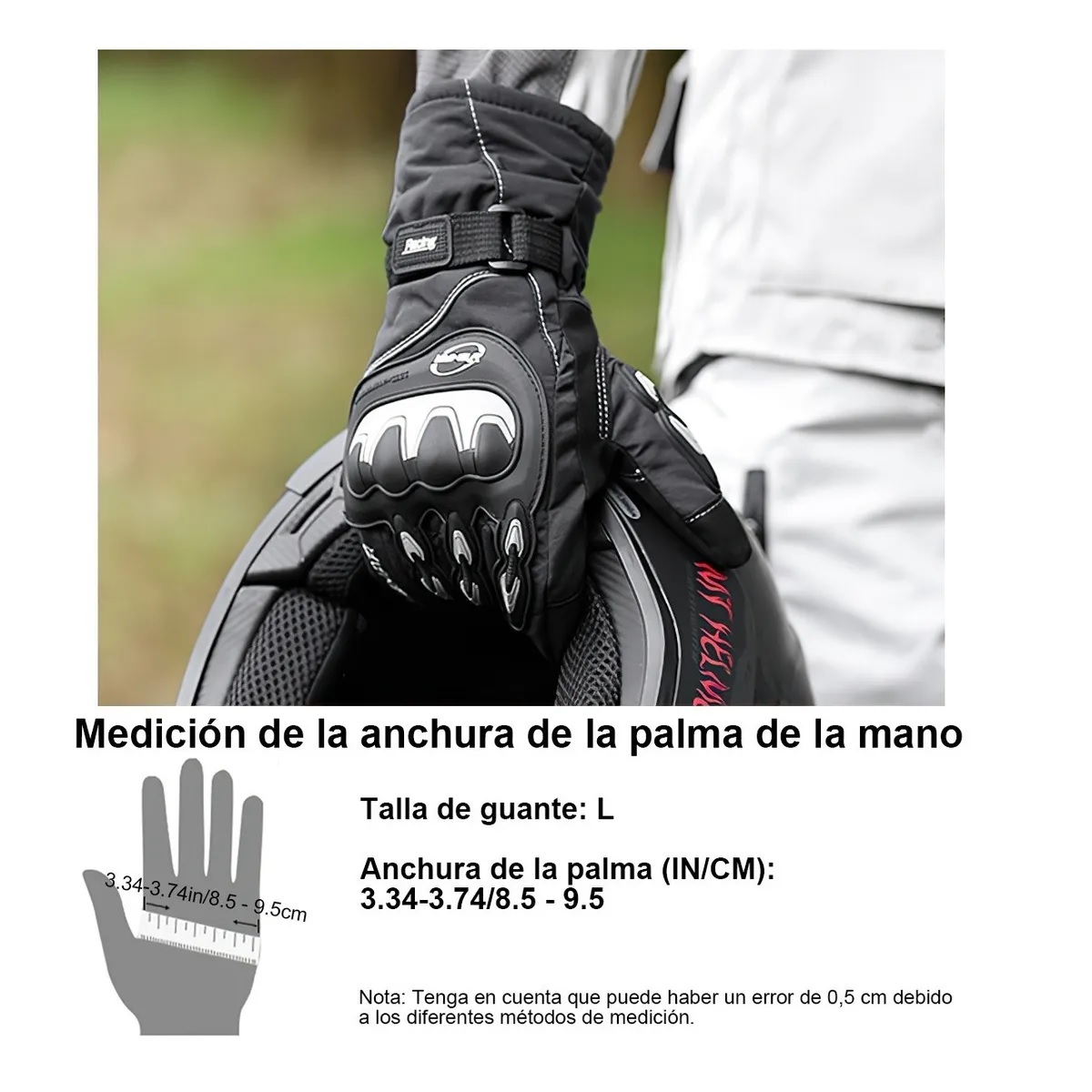 Guantes Moto Motociclista Impermeables Protecciones Táctil Negro L