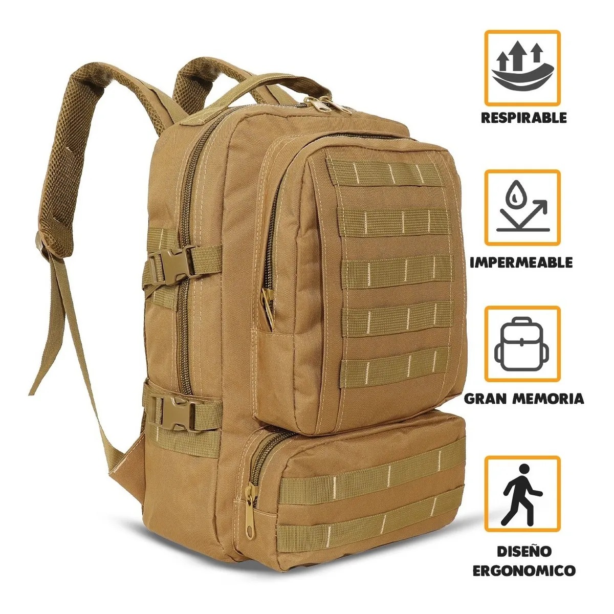 Mochila Táctica Militar Camping Mutiluso Moda 1090# Caqui