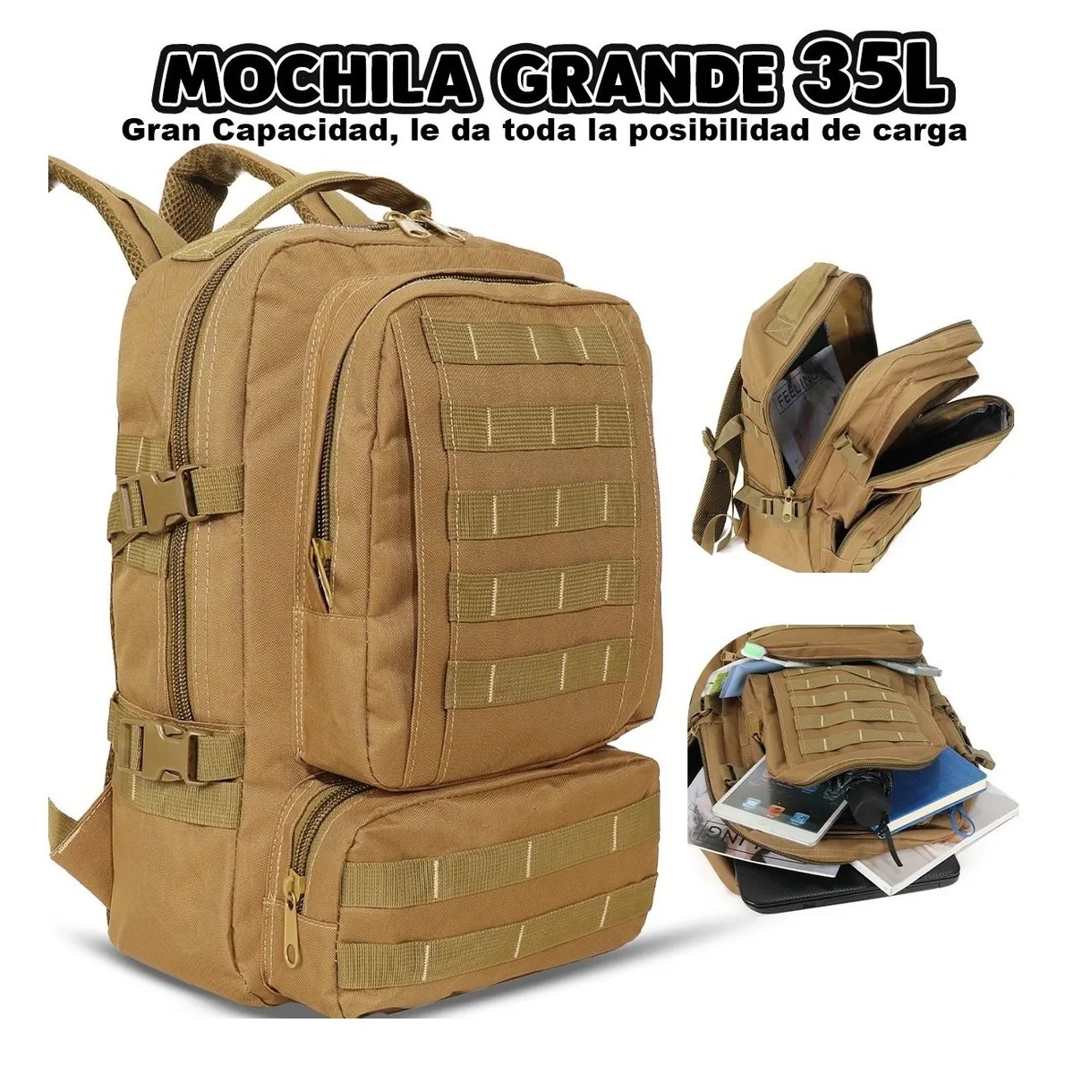 Mochila Táctica Militar Camping Mutiluso Moda 1090# Caqui