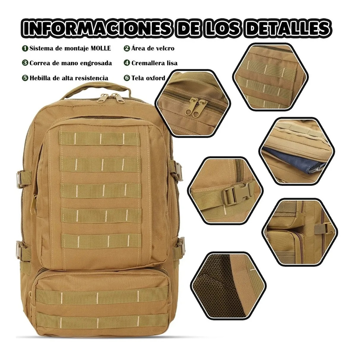 Mochila Táctica Militar Camping Mutiluso Moda 1090# Caqui
