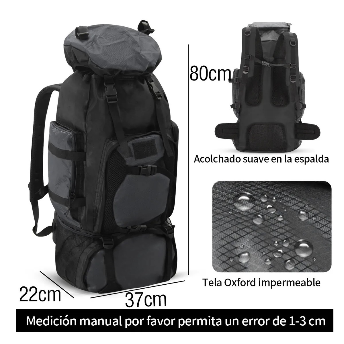 Mochila Militar Táctica De Viaje Maleta Gran Capacidad 80l Negro
