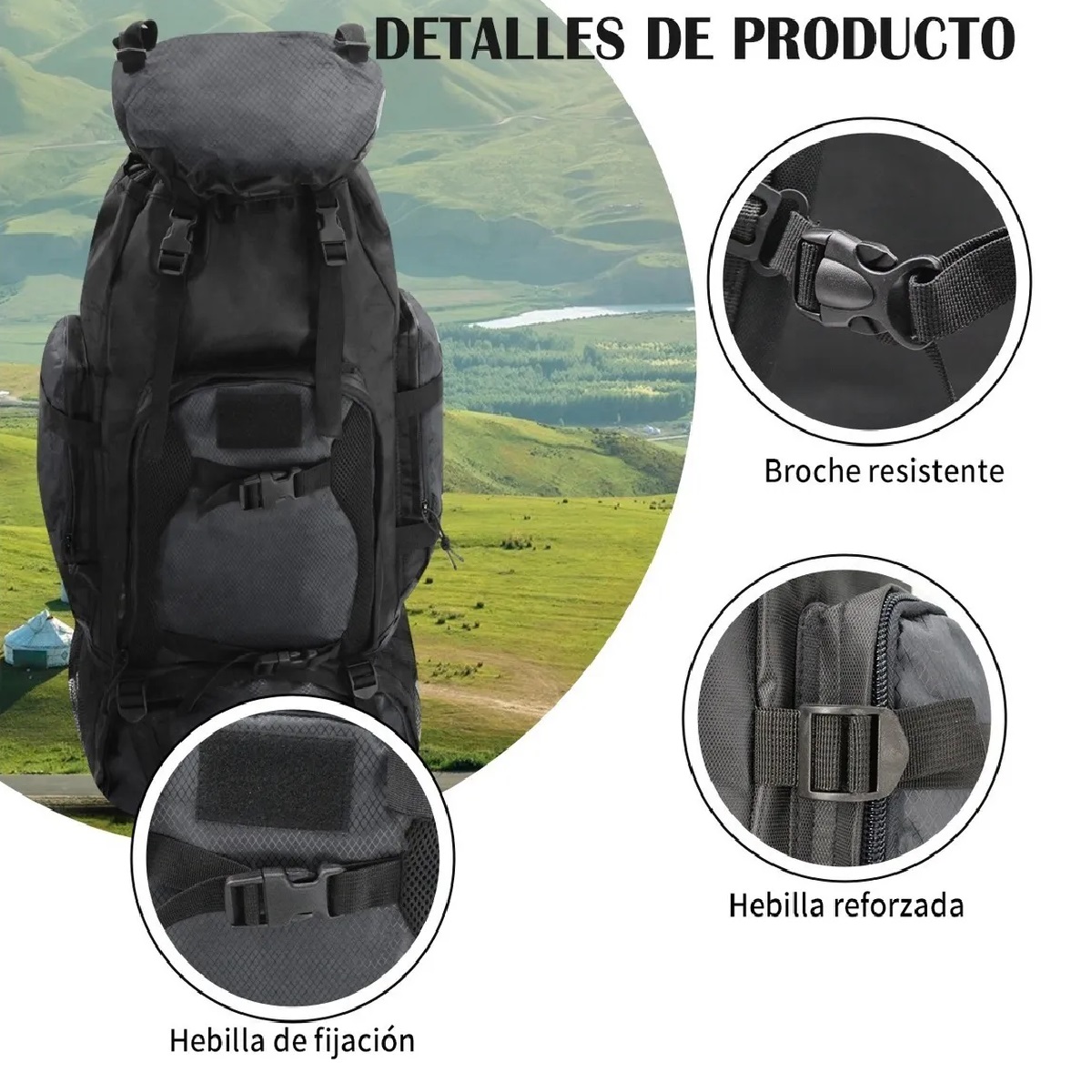 Mochila Militar Táctica De Viaje Maleta Gran Capacidad 80l Negro