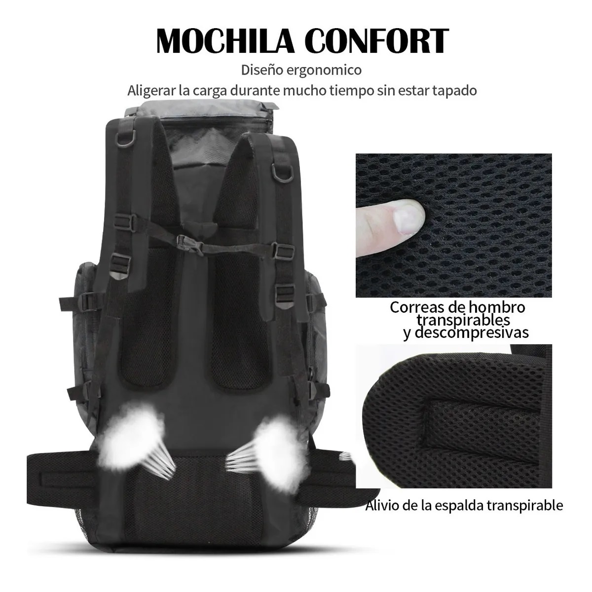 Mochila Militar Táctica De Viaje Maleta Gran Capacidad 80l Negro