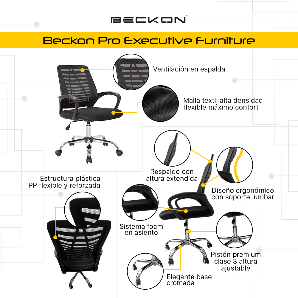 Silla para escritorio de Juntas Oficina Pro Executive Lumbar Beckon Beckon