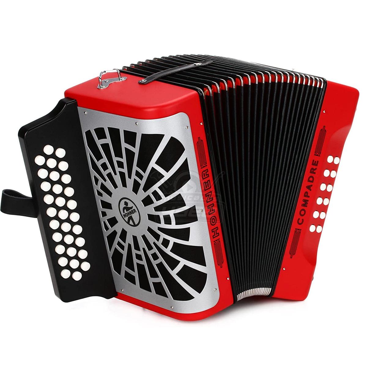 Acordeon Hohner Diatonico en Fa Compadre Naranja con Funda